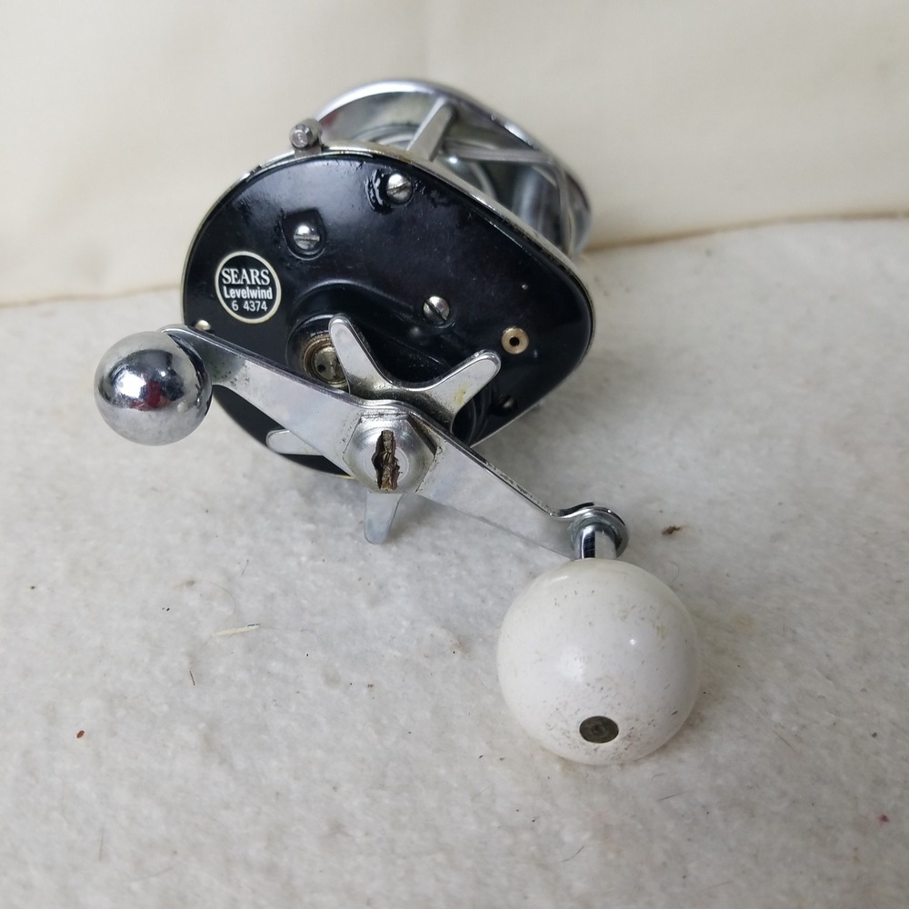 Sears Levelwind 6 4374 Fishing Reel Black Silver Good Vintage Level Wind - Picture 5 of 10